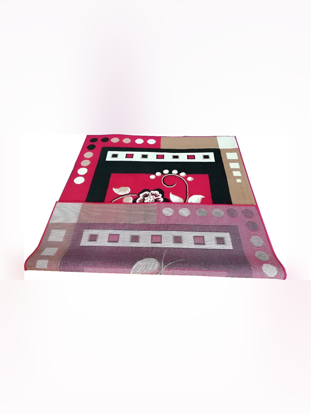 

SANA CARPET Red & Black Floral Printed Anti Skid Silk Rectangle Carpet