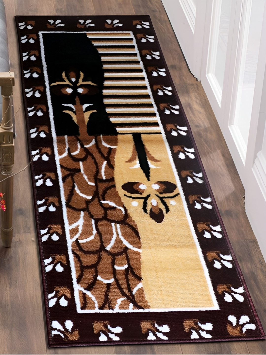 

SANA CARPET Brown Printed Rectangle Anti-Skid Carpet