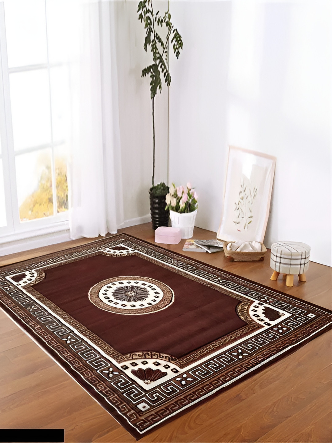 

SANA CARPET Brown Geometric Anti-Skid Carpet