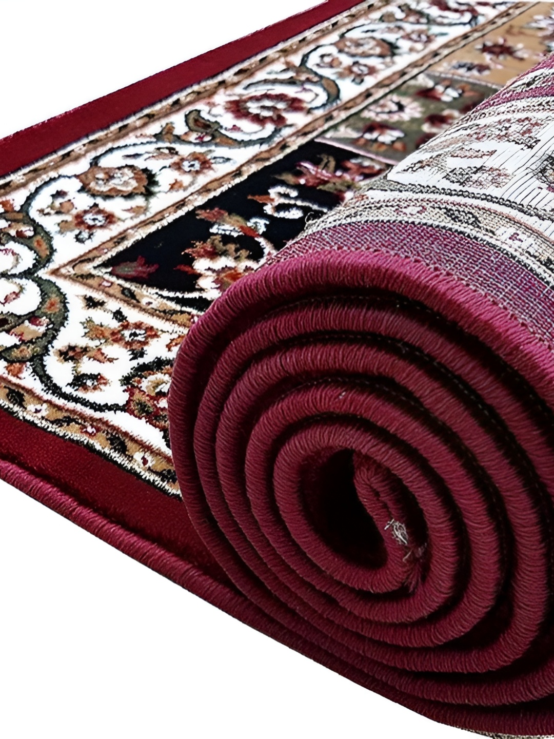 

SANA CARPET Brown & White Floral Printed Anti-Skid Carpet