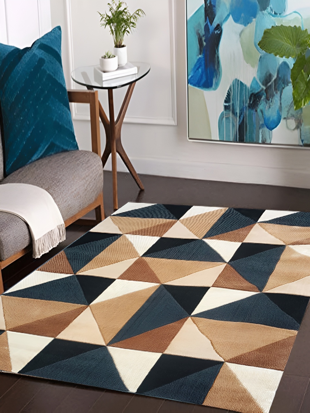 

SANA CARPET Brown Anti-Skid Woollen Carpet