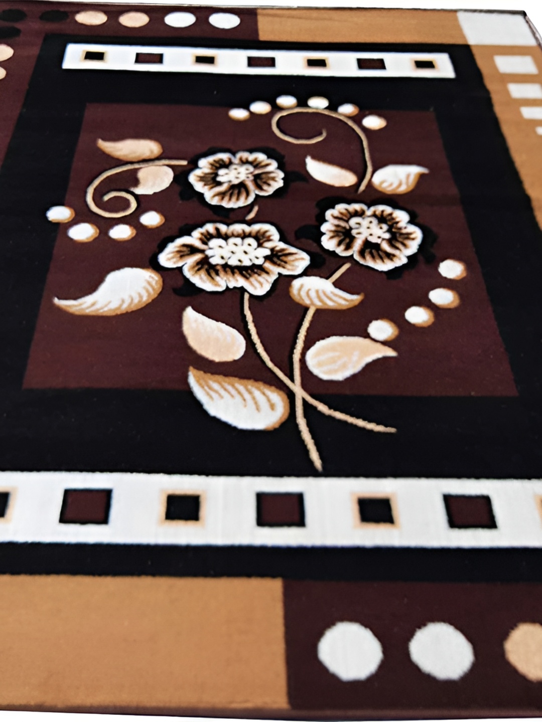 

SANA CARPET Brown Floral Anti-Skid Carpet