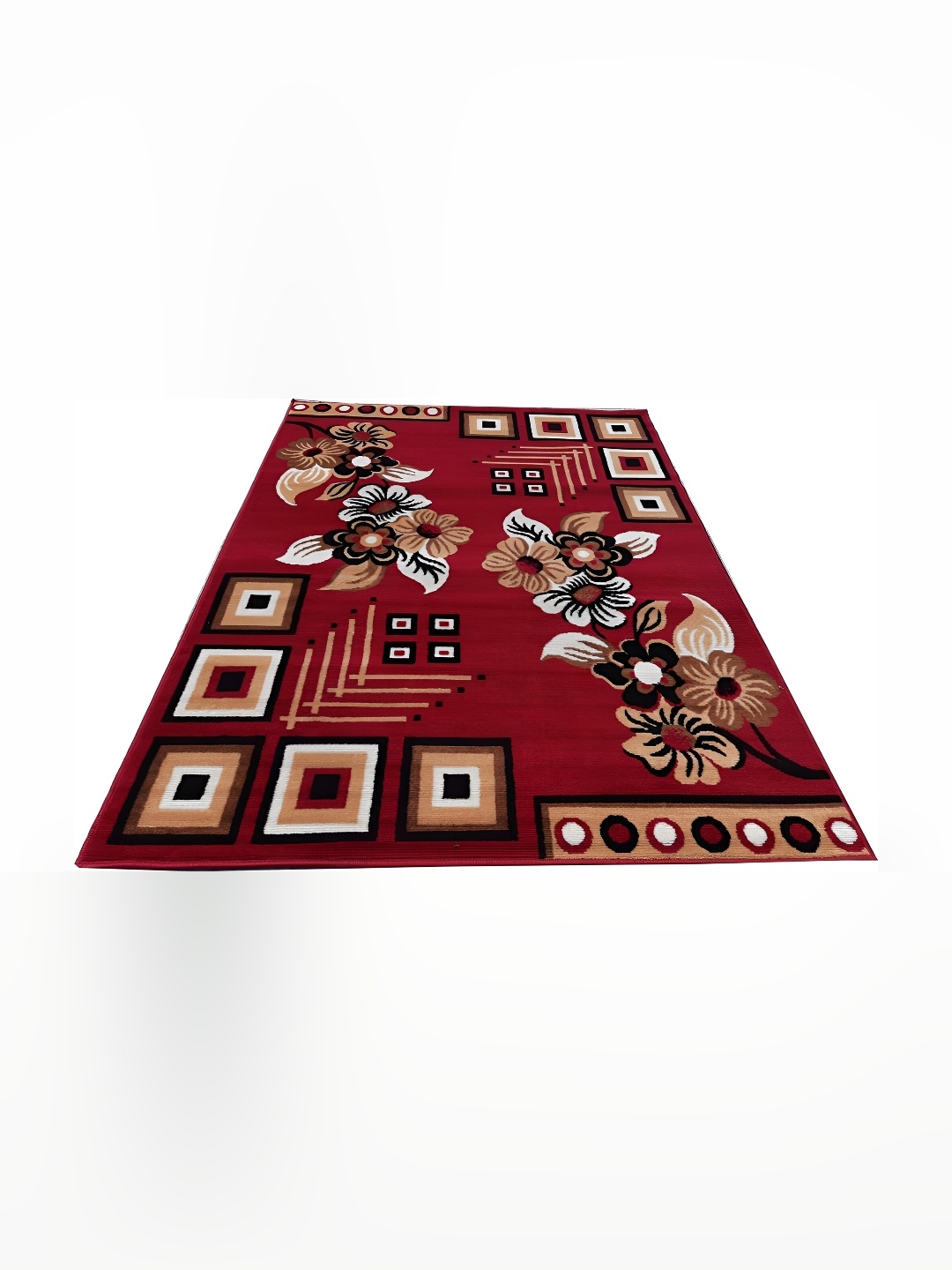 

SANA CARPET Red Floral Anti-Skid Carpet