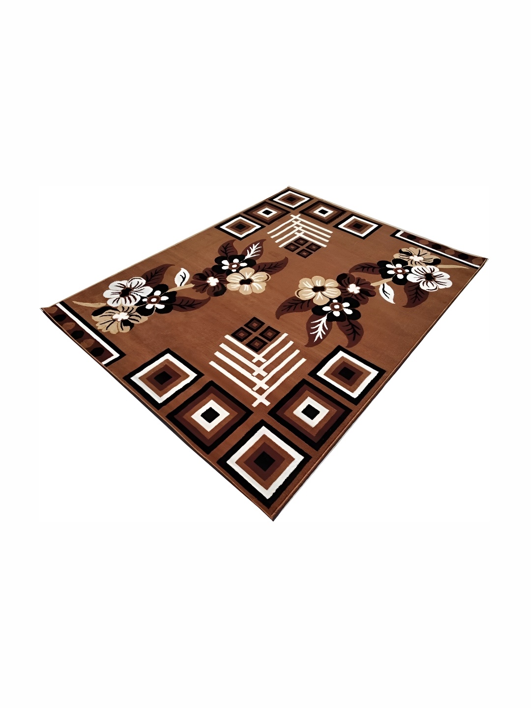 

SANA CARPET Brown & Black Geometric Printed Anti-Skid Silk Carpet