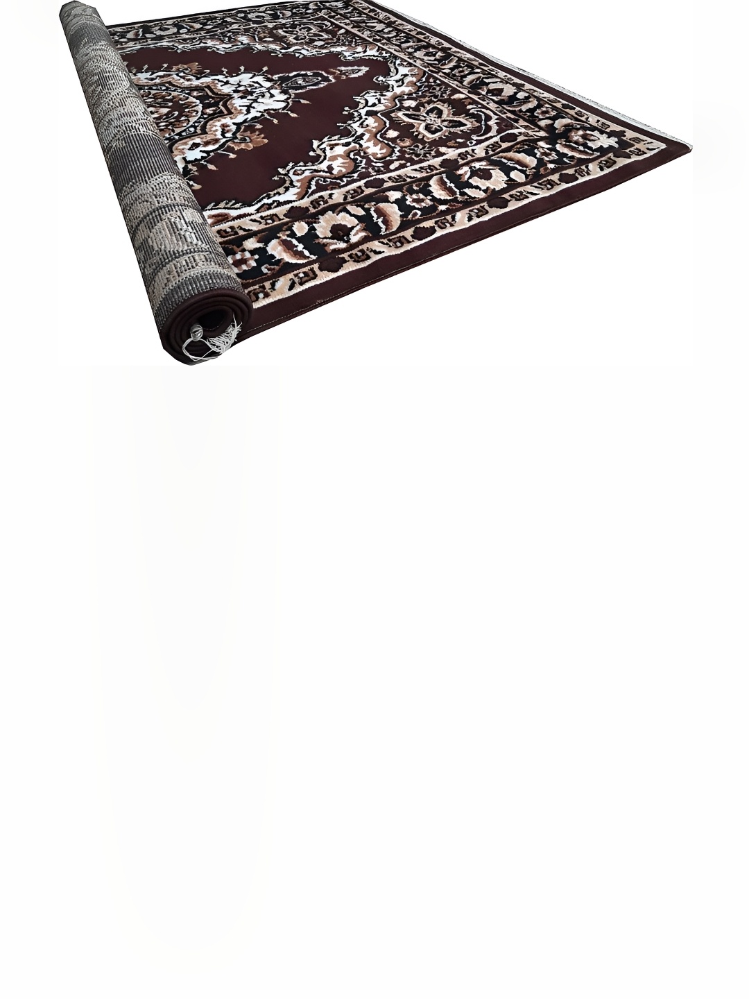 

SANA CARPET Brown & White Floral Printed Anti-Skid Carpet