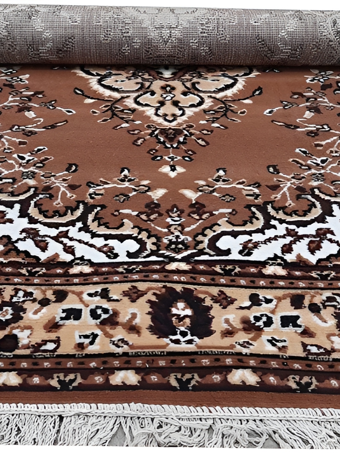 

SANA CARPET Gold Toned & Beige Ethnic Motifs Printed Anti-Skid Carpet