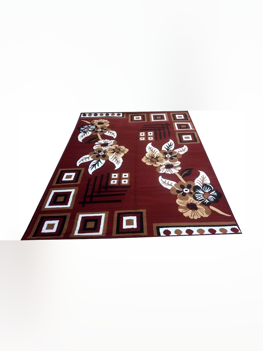 

SANA CARPET Brown Floral Anti-Skid Carpet