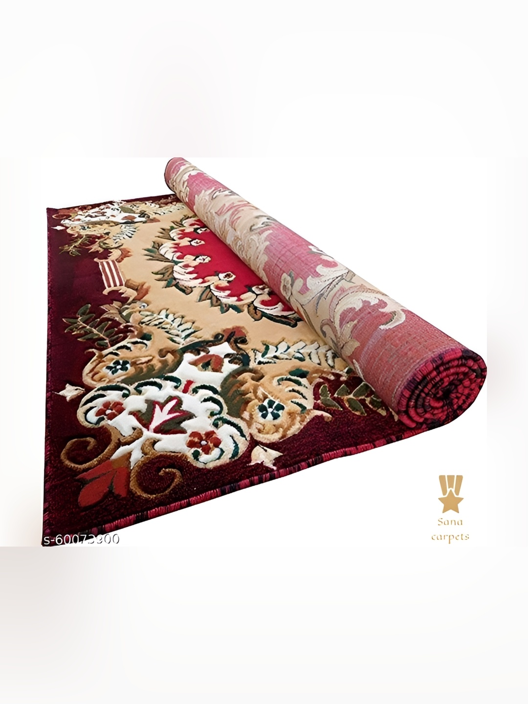 

SANA CARPET Red & Beige Ethnic Motifs Printed Anti-Skid Carpet