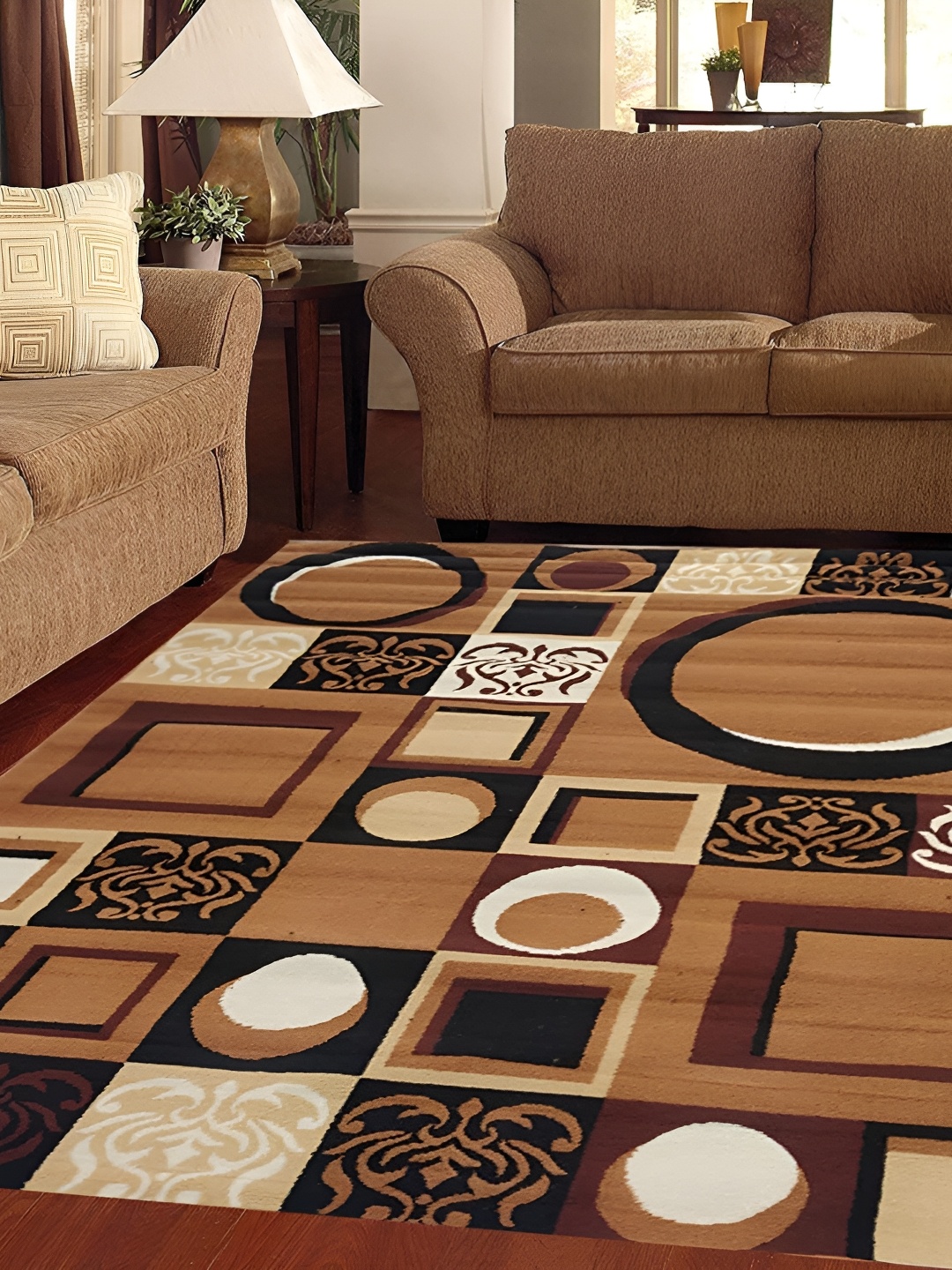 

SANA CARPET Brown Printed Rectangle Anti-Skid Carpet