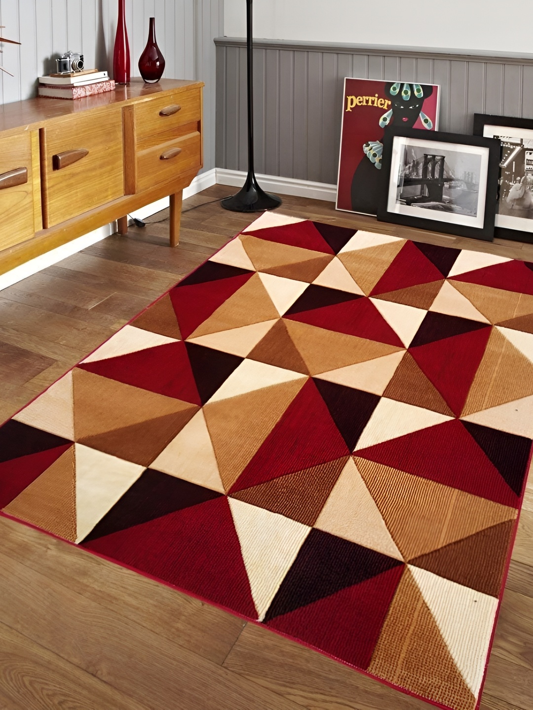 

SANA CARPET Brown Geometric Anti-Skid Carpet