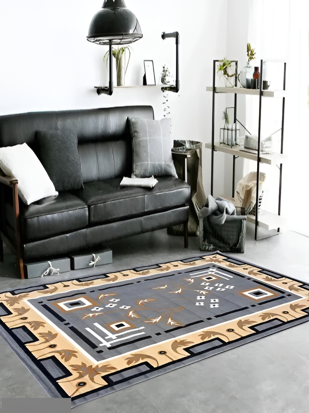 

SANA CARPET Grey Geometric Anti-Skid Carpet