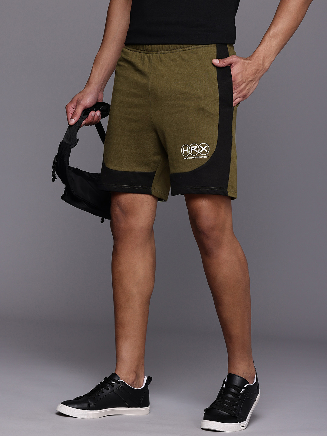 

HRX by Hrithik Roshan Men Typography Printed Shorts, Olive