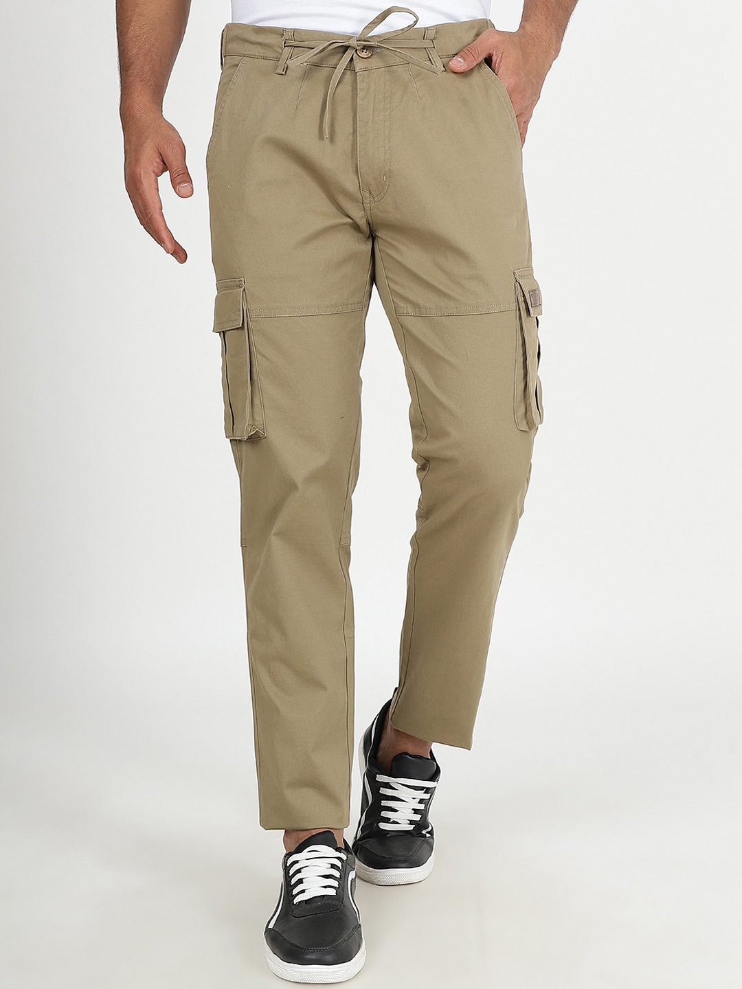 

JADE BLUE Men Slim Fit Mid-Rise Pure Cotton Track Pant, Khaki