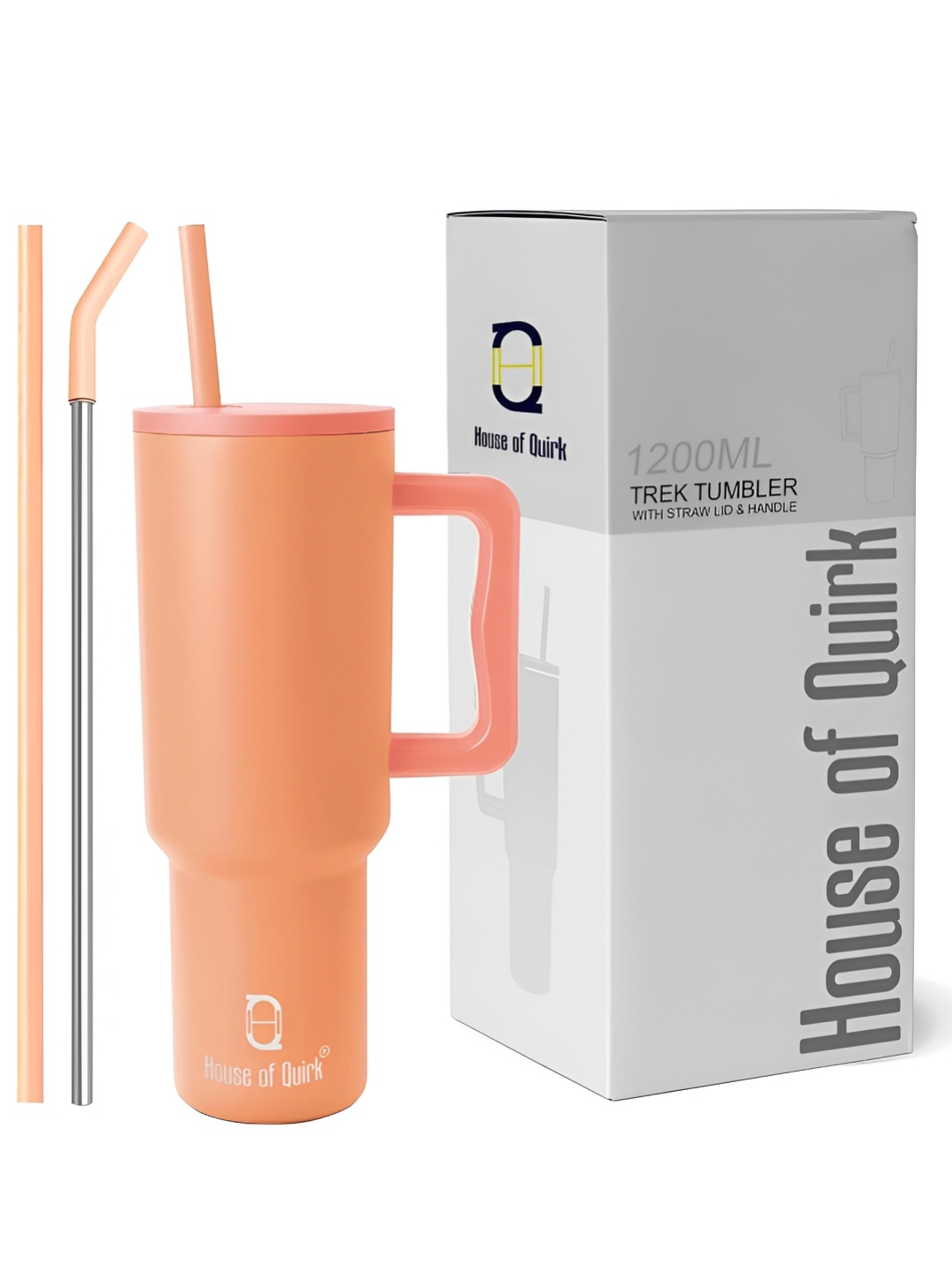 

HOUSE OF QUIRK Orange Stainless Steel Double Wall Vacuum Sipper With Straw 1.2L