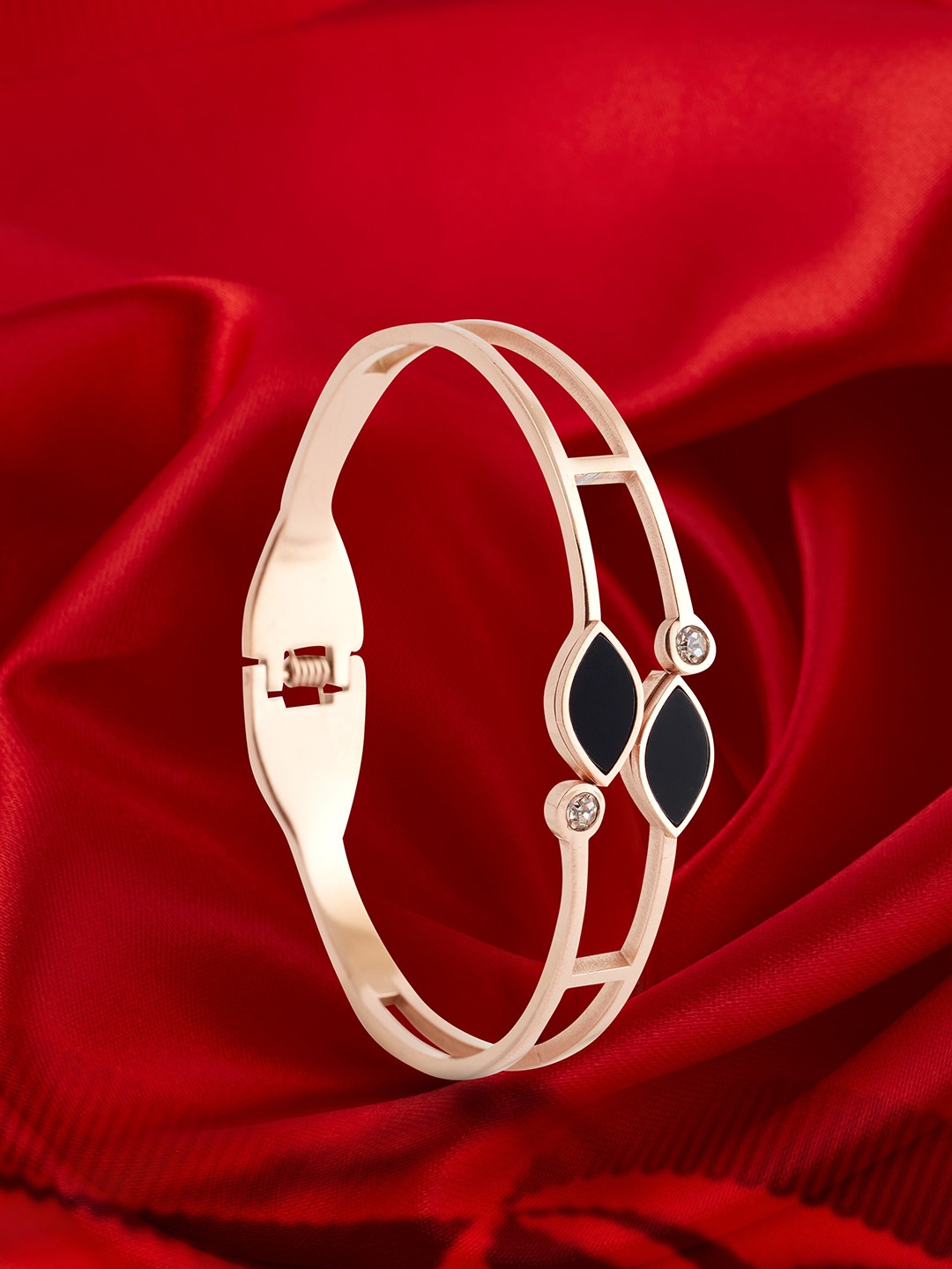

GRLIE Women Artificial Stones Studded Bangle-Style Bracelet, Rose gold