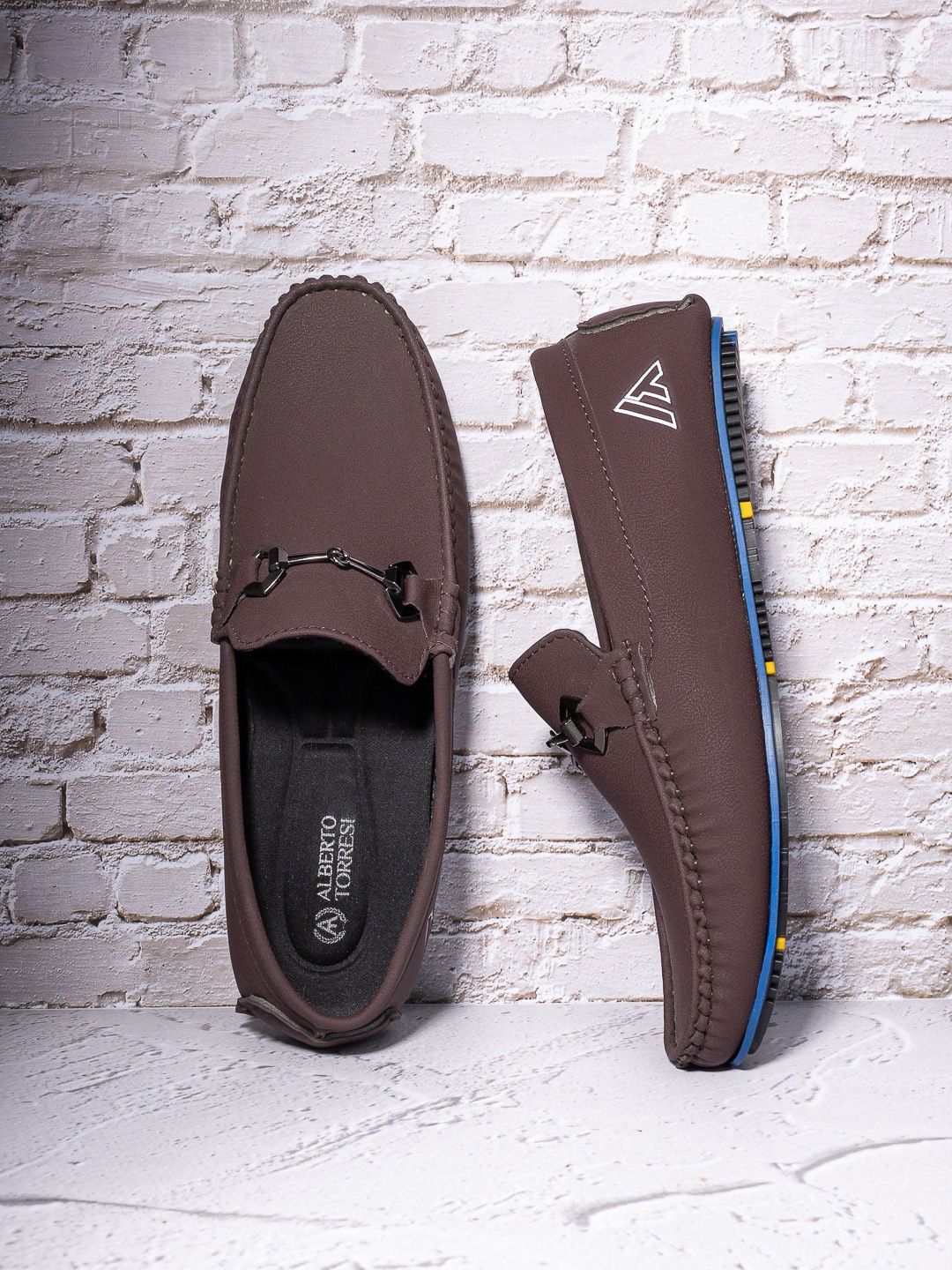 

Alberto Torresi Men Horsebit Loafers, Brown
