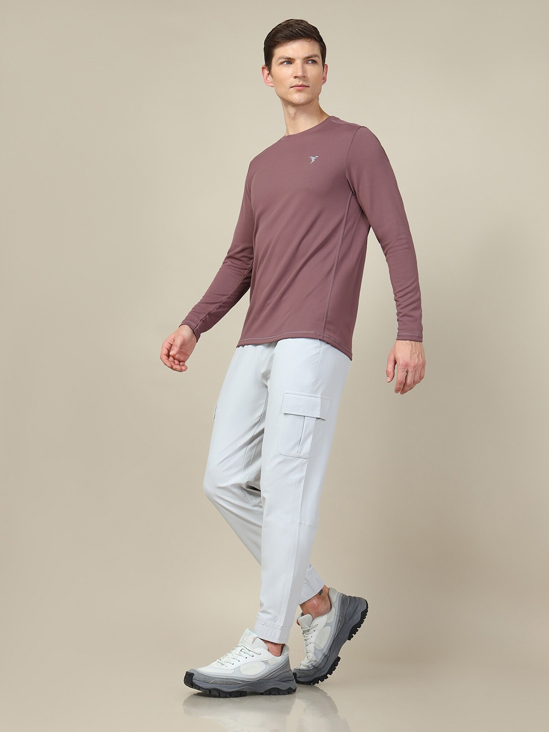 

Technosport Men Rapid-Dry Solid Round Neck Slim Fit T-Shirt, Purple