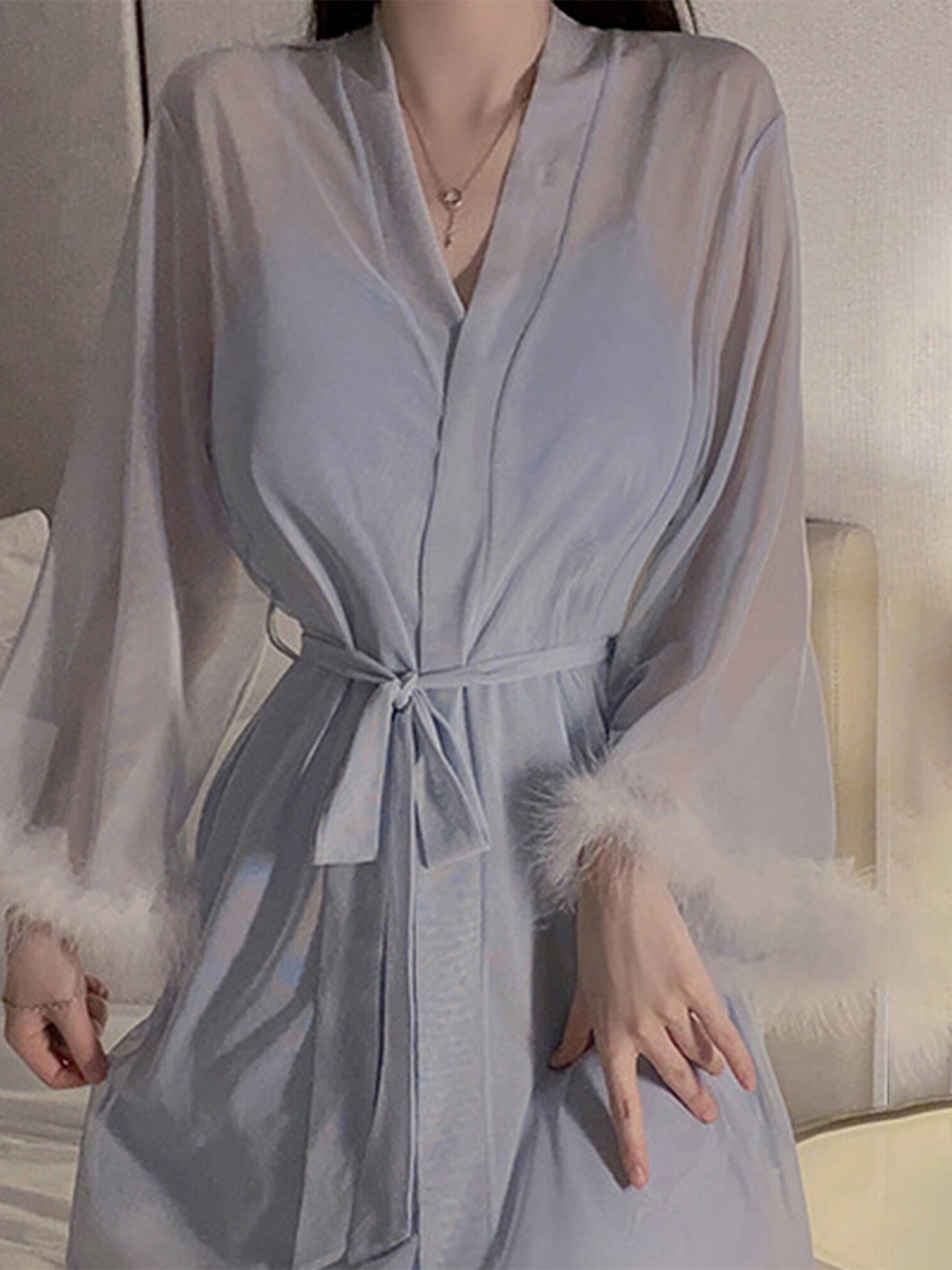 

LULU & SKY V-Neck Above Knee Robe, Grey