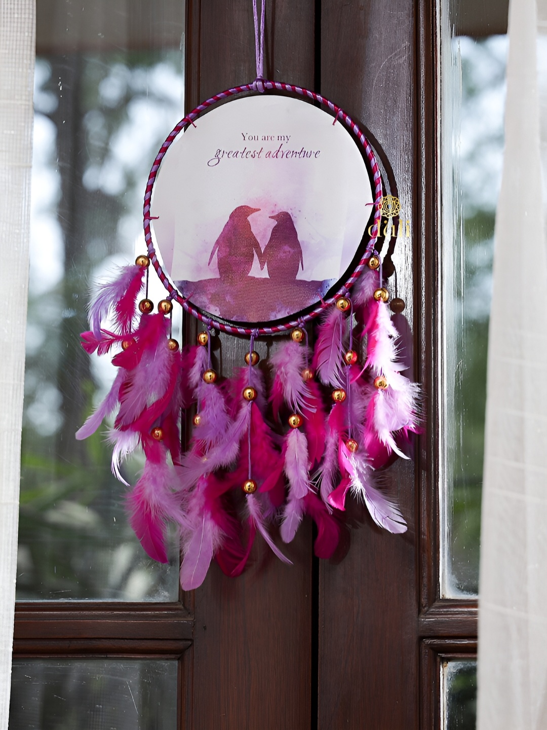 

DULI Purple & Pink Printed Feather Windchimes