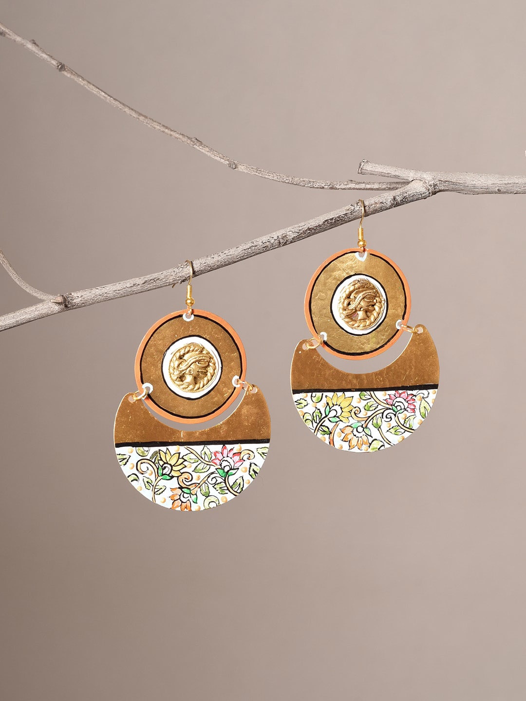 

AAKRITI ART CREATIONS Brass-Plated Classic Drop Earrings, Gold