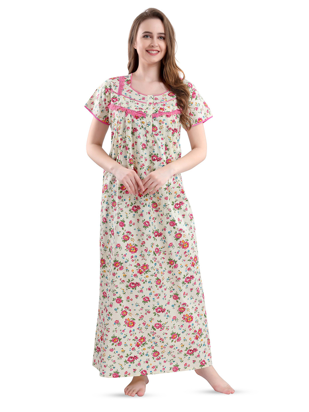 

Soulemo Printed Pure Cotton Maxi Nightdress, Pink
