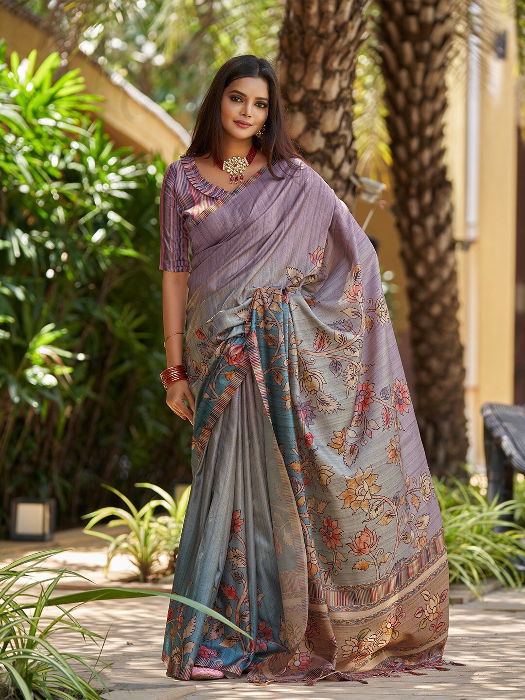 

Ishin Kalamkari Sambalpuri Saree, Purple