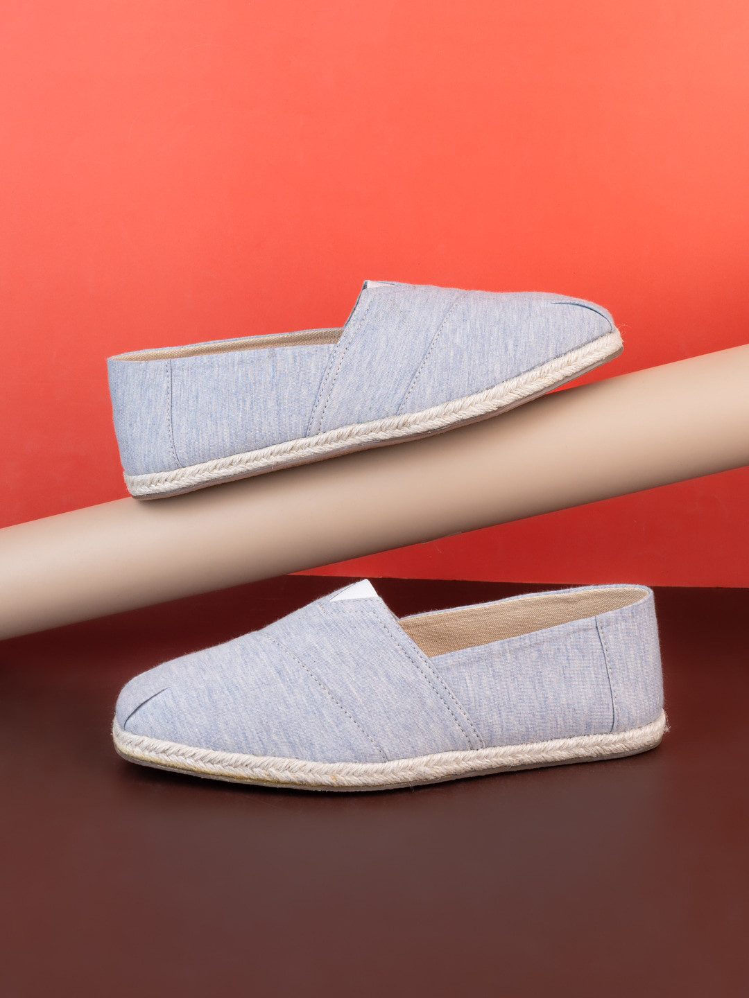 

Styli Men Grey Round Toe Canvas Espadrilles