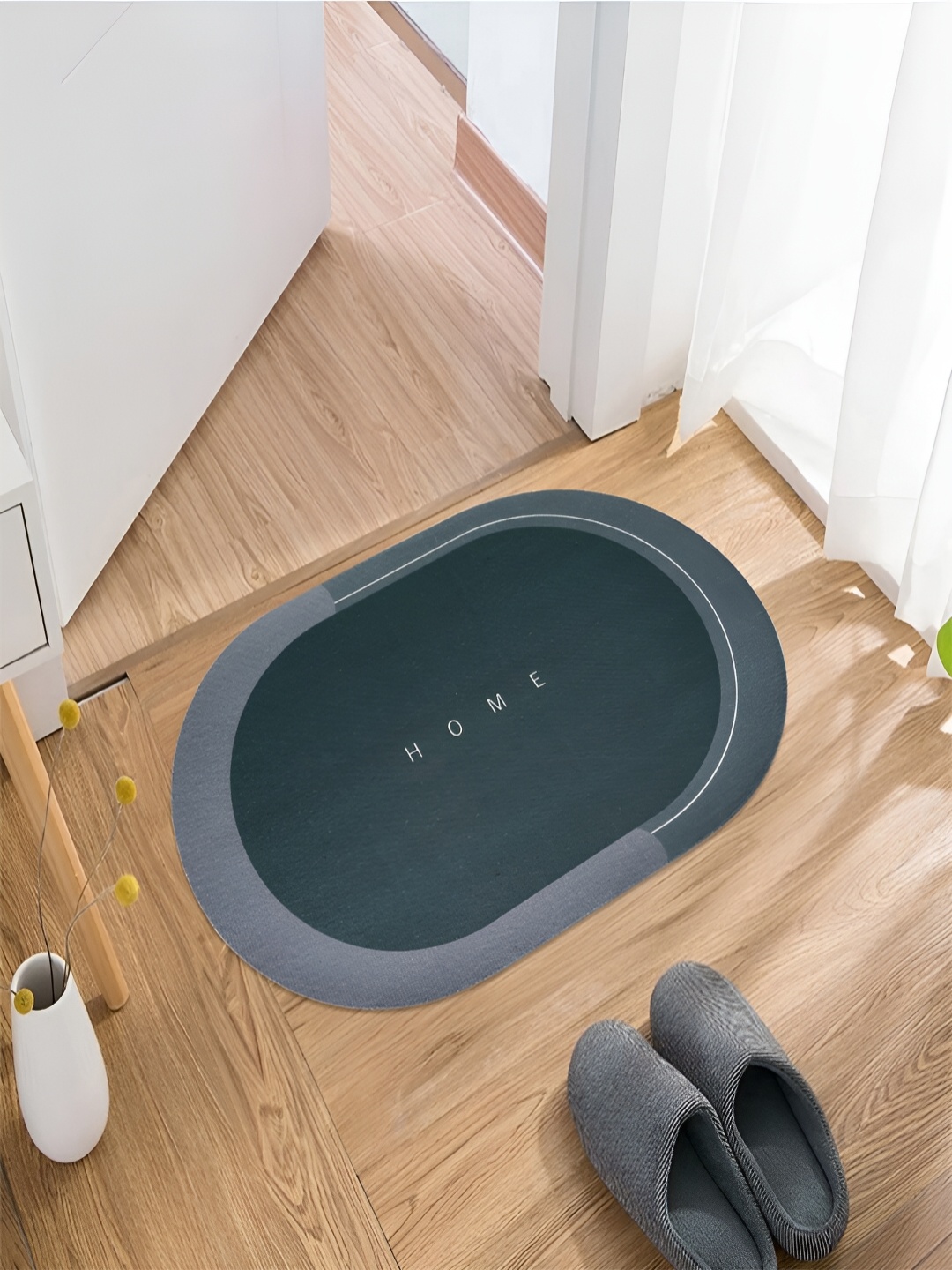 

Kuber Industries Grey Printed Anti-Skid Bath Rug
