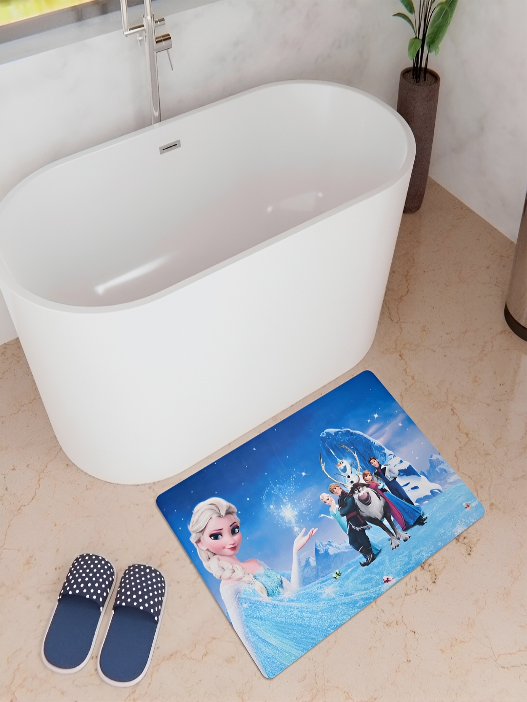 

Kuber Industries Blue Printed Anti-Skid Bath Rug