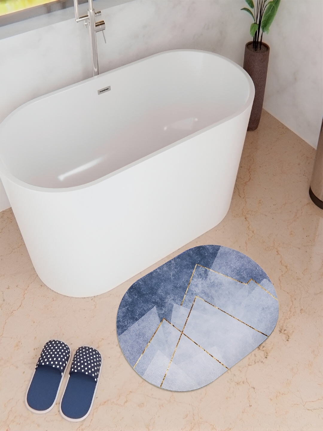 

Kuber Industries Blue Anti-Skid Bath Rug
