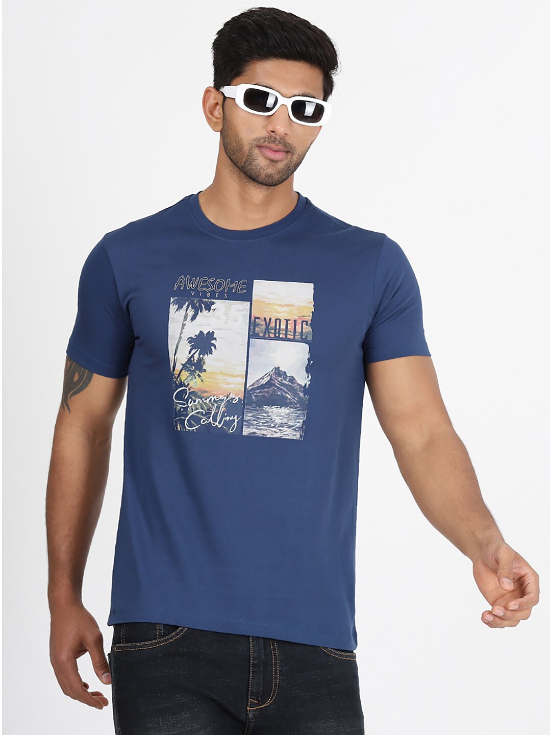 

Greenfibre Graphic Printed Slim Fit T-shirt, Blue