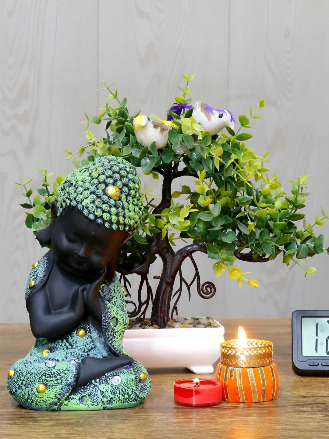 

GW CREATIONS Green 2 Pieces Figurine Showpiece