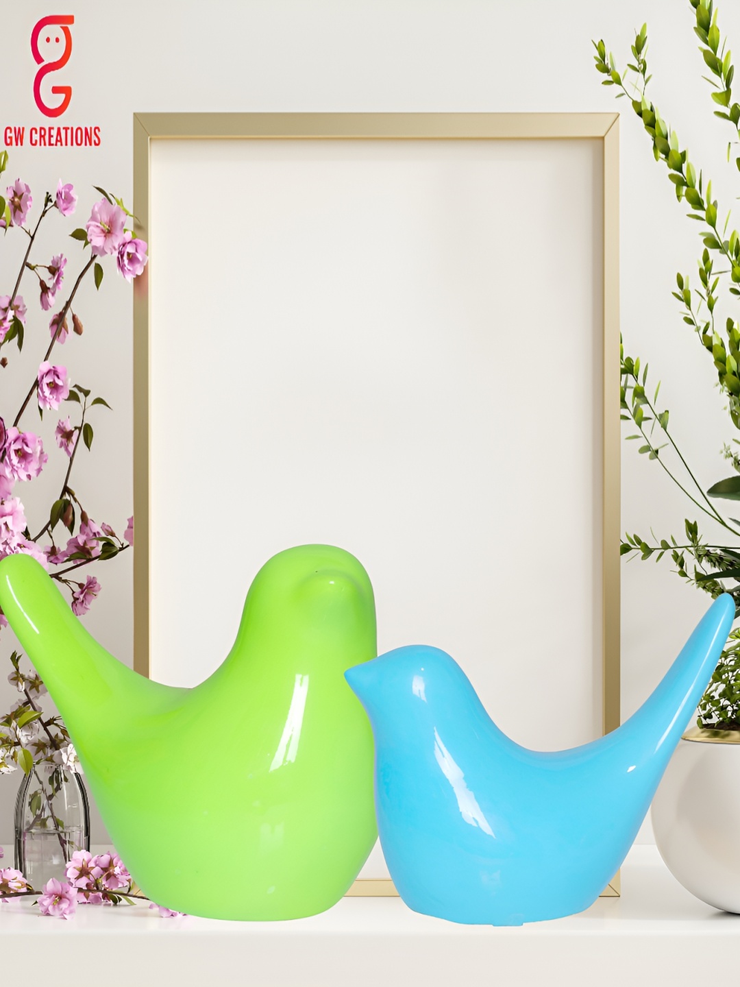 

GW CREATIONS Black & Green Small Figurine Showpiece, Blue