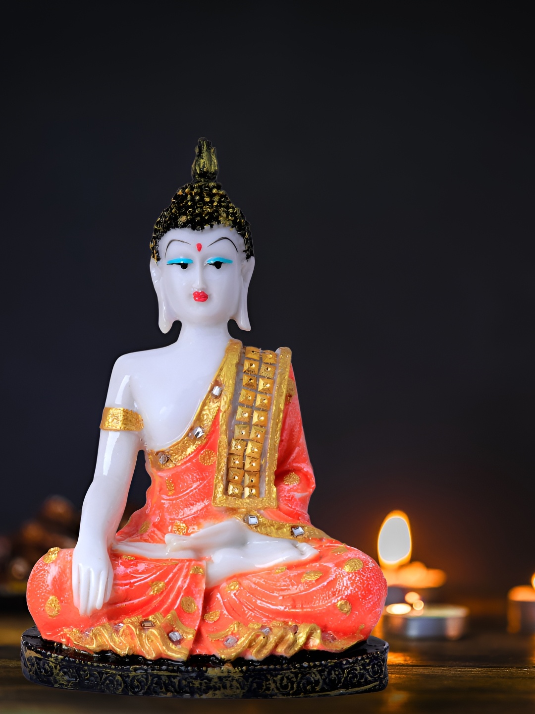 

GW CREATIONS White & Gold Toned Buddha Idol Showpiece