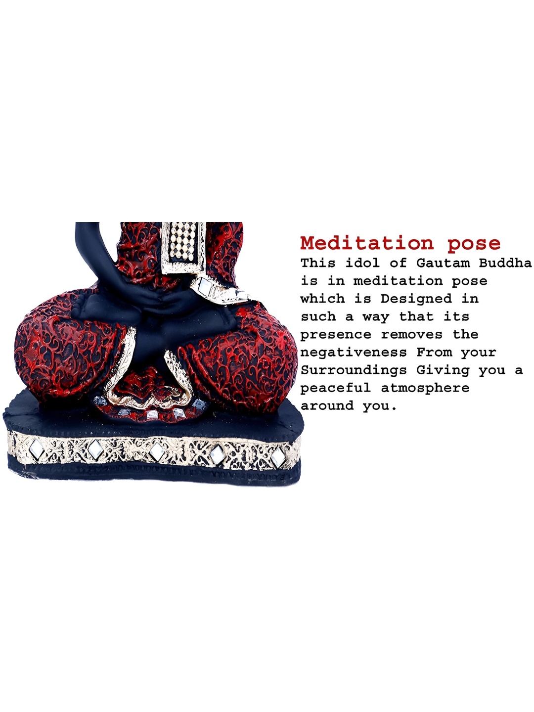 

GW CREATIONS Red & Black Buddha Idol Showpiece