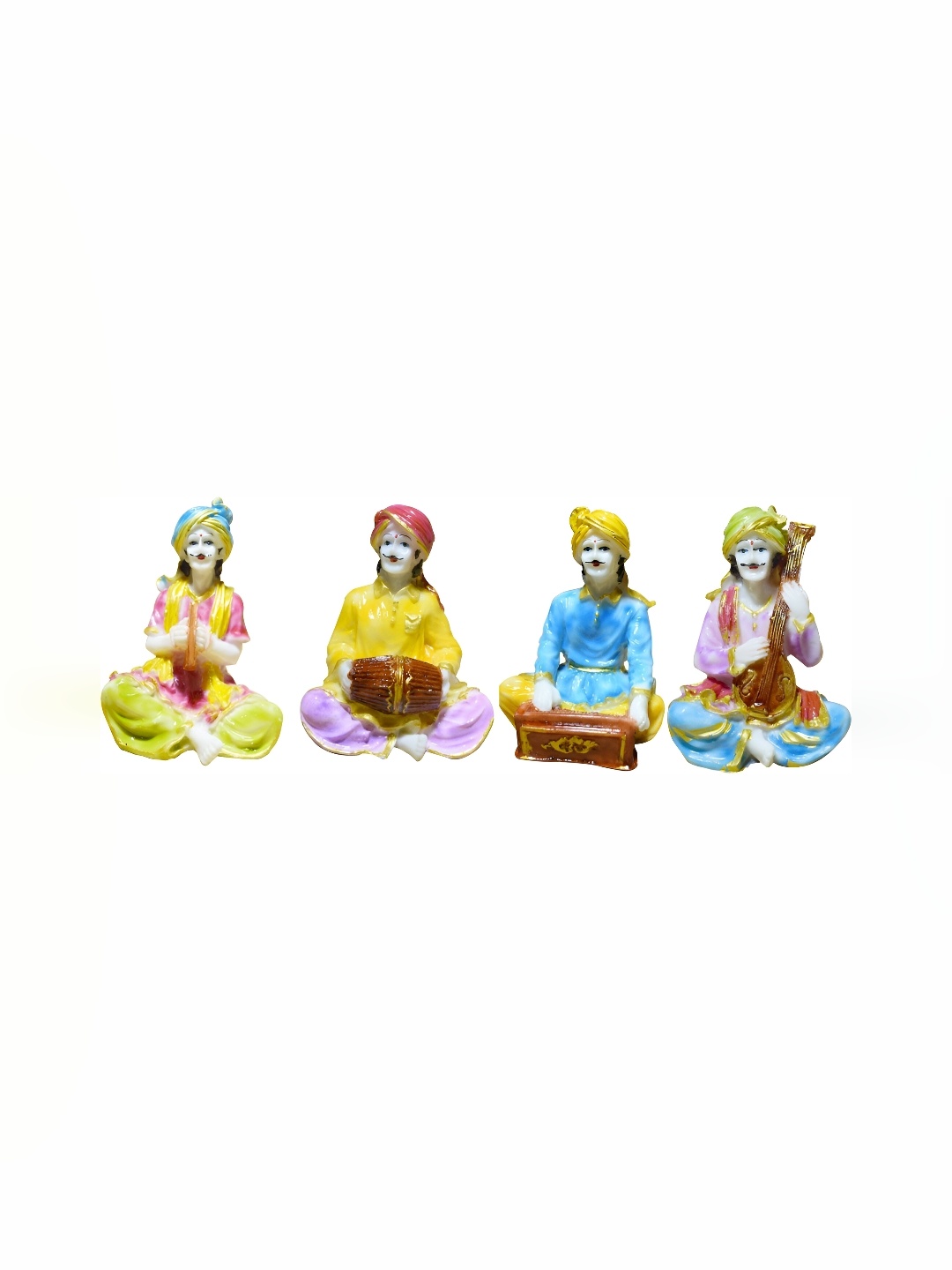 

GW CREATIONS Blue and Yellow 4 Pieces Figurine Decorative Showpieces