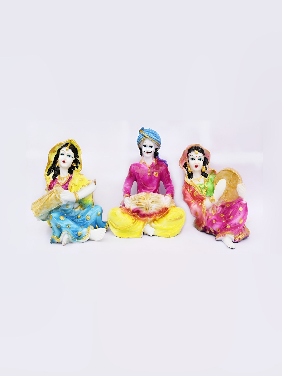 

GW CREATIONS Yellow and Pink 3 Pieces Figurine Showpiece