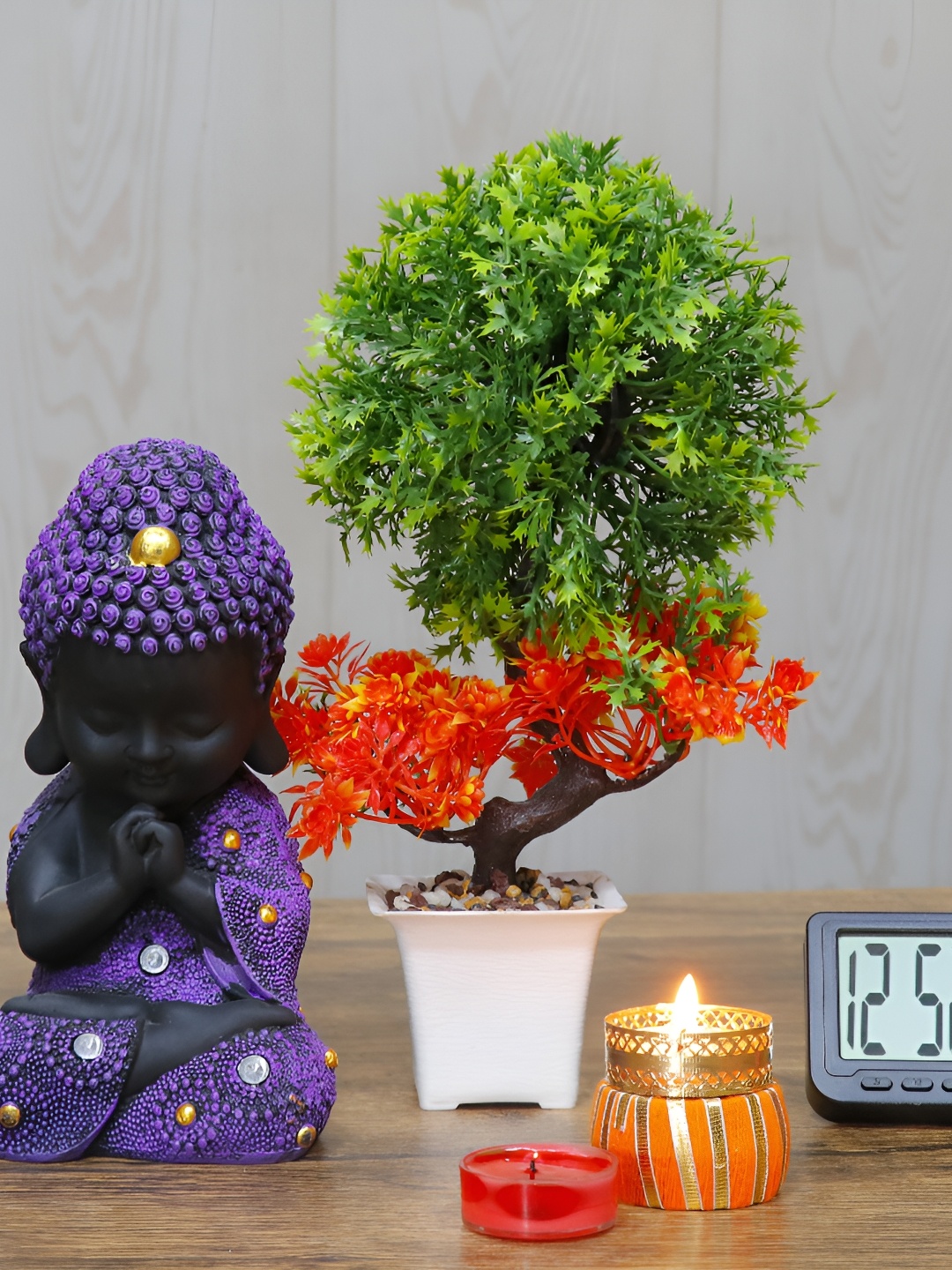 

GW CREATIONS Purple & Black Buddha Idol Showpiece