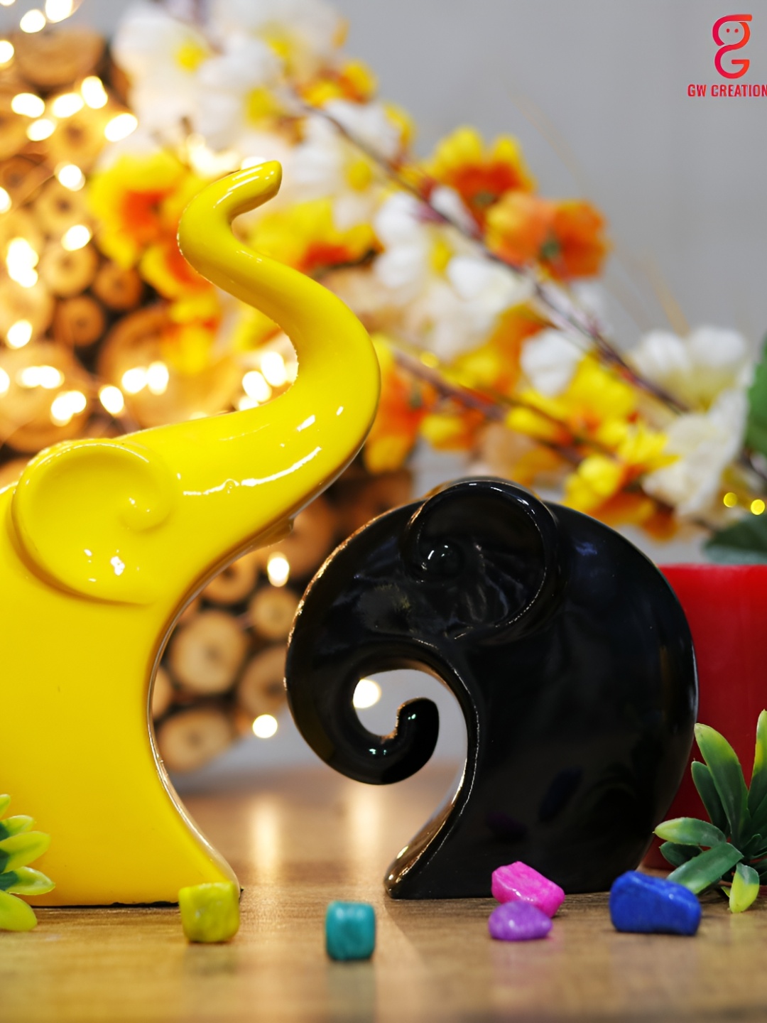 

GW CREATIONS Yellow & Black Figurine Decorative Showpiece