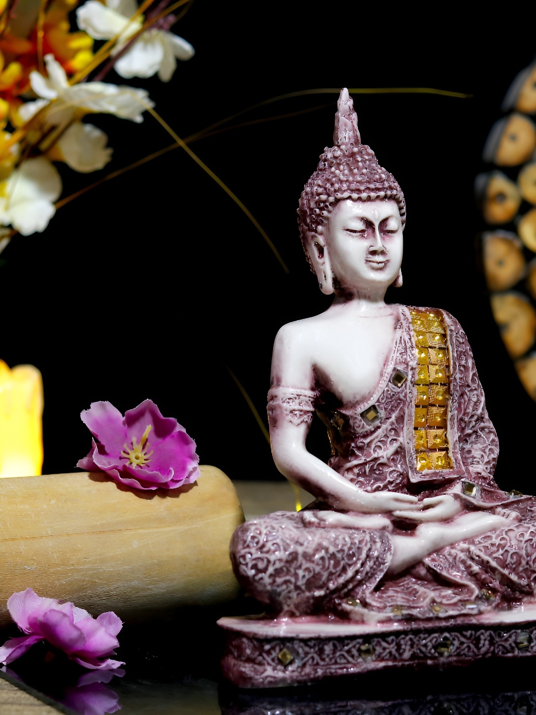 

GW CREATIONS Brown Buddha Idol Showpiece