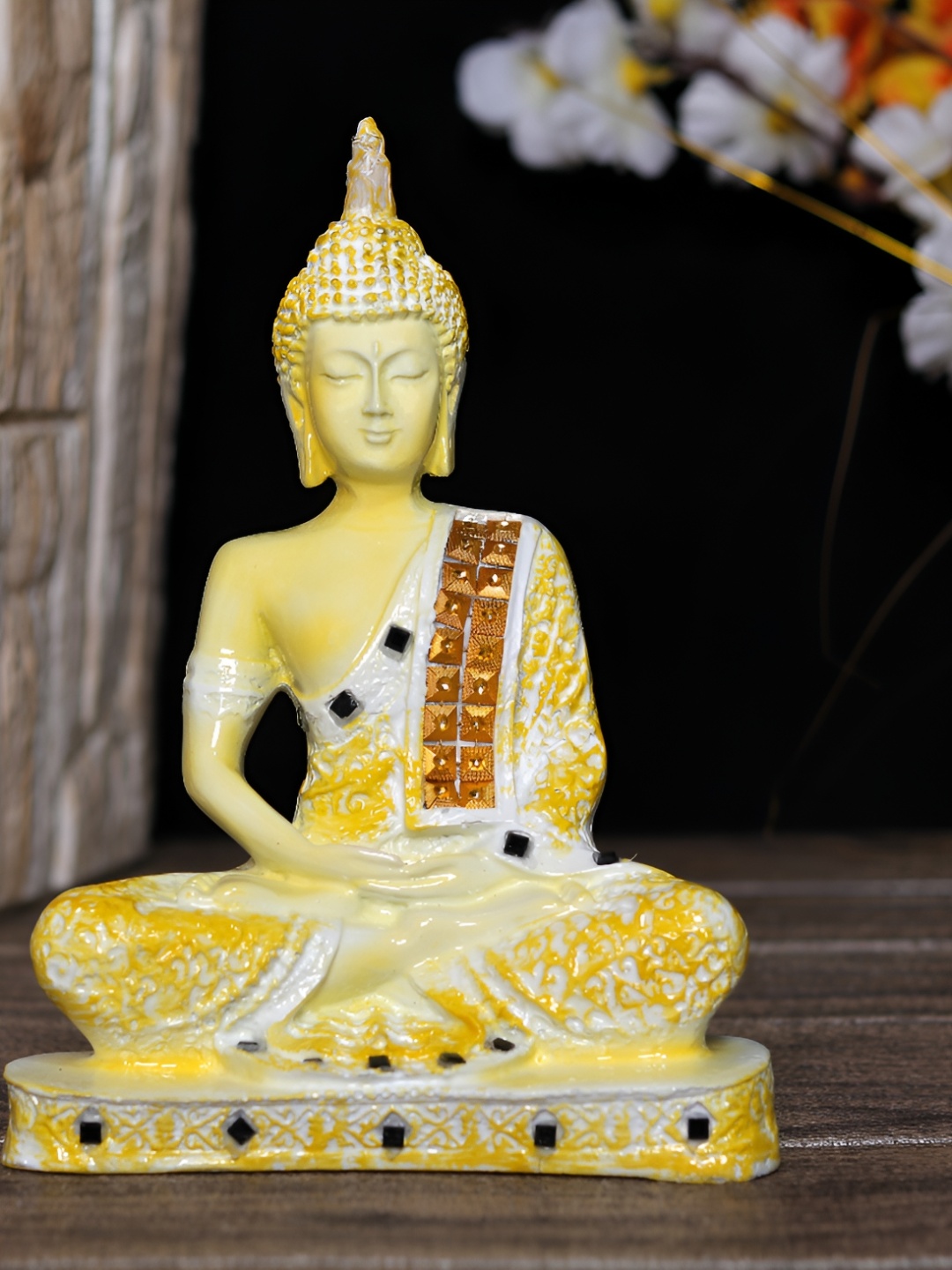 

GW CREATIONS Yellow Buddha Showpiece