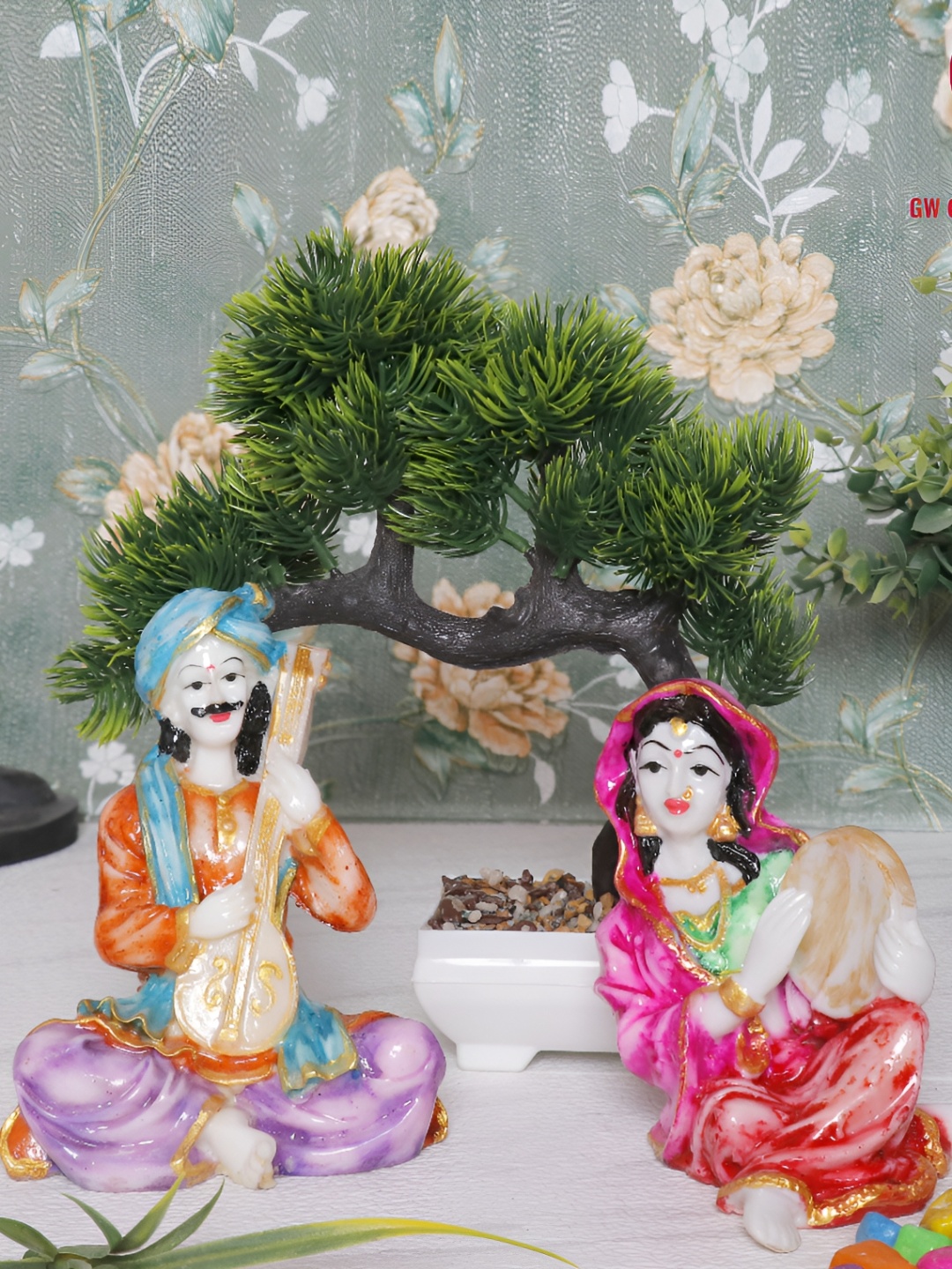 

GW CREATIONS Blue & Pink Figurine Showpiece