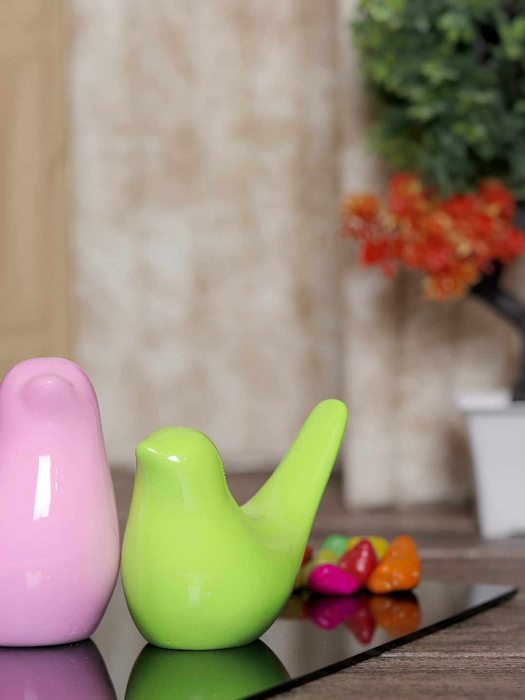

GW CREATIONS Green & Pink 2 Pieces Figurine Showpiece