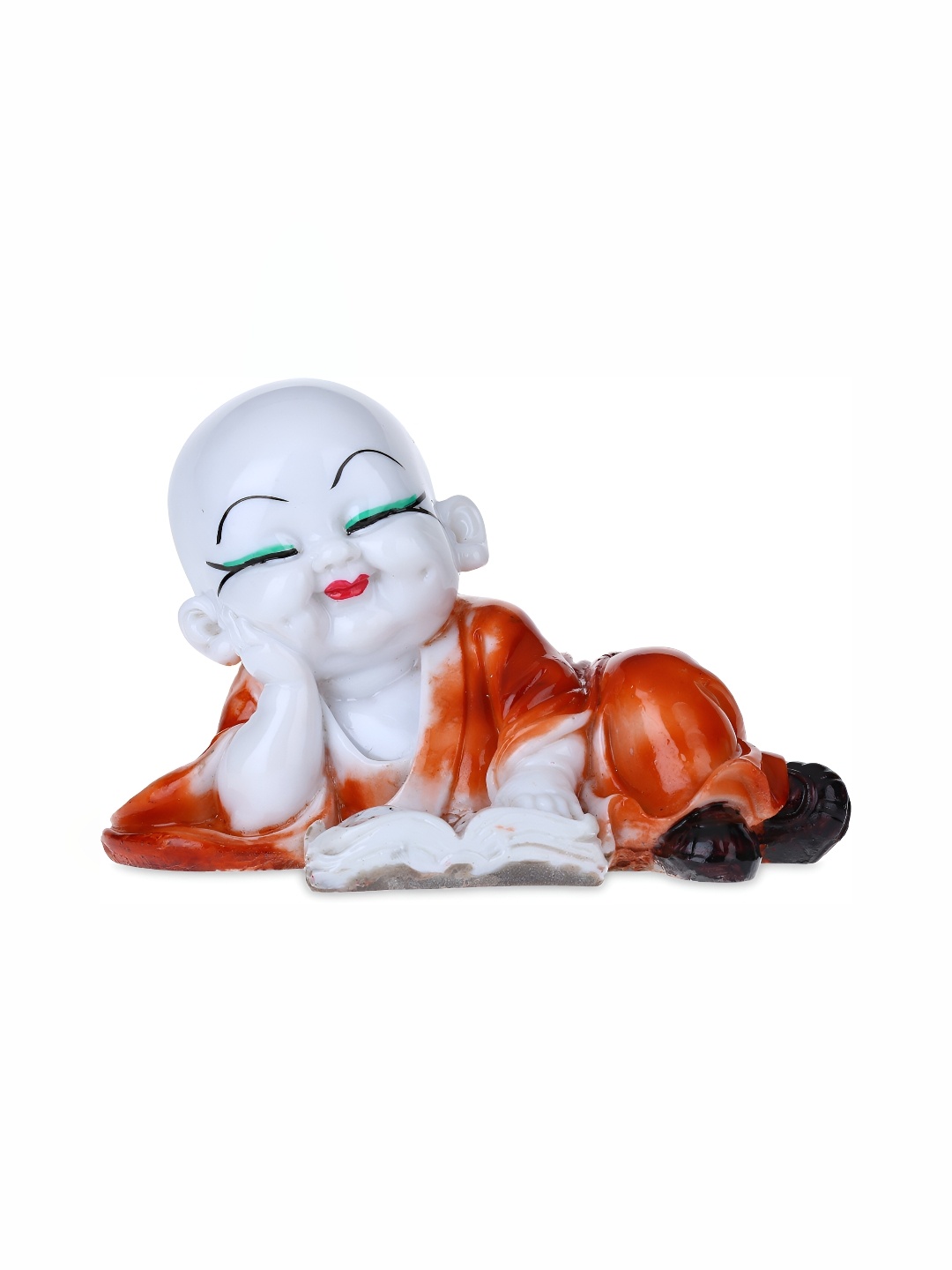 

GW CREATIONS Orange & White Buddha Figurine Showpiece