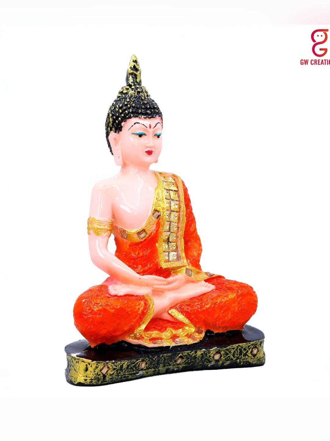 

GW CREATIONS Orange Buddha Figurine Showpiece