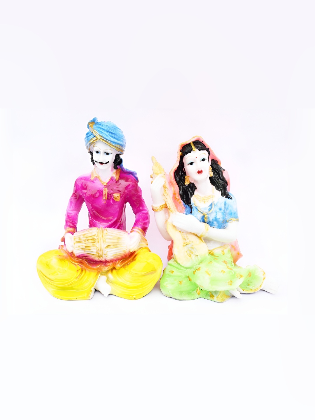 

GW CREATIONS Blue & Pink 2 Pcs Musicians Figurine Showpiece