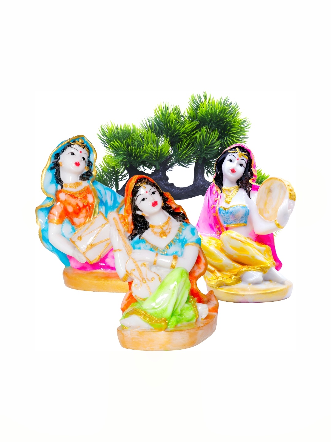 

GW CREATIONS White 3 Pieces Figurine Showpiece