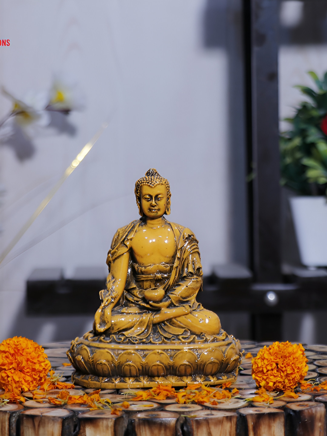 

GW CREATIONS Yellow Buddha Showpiece