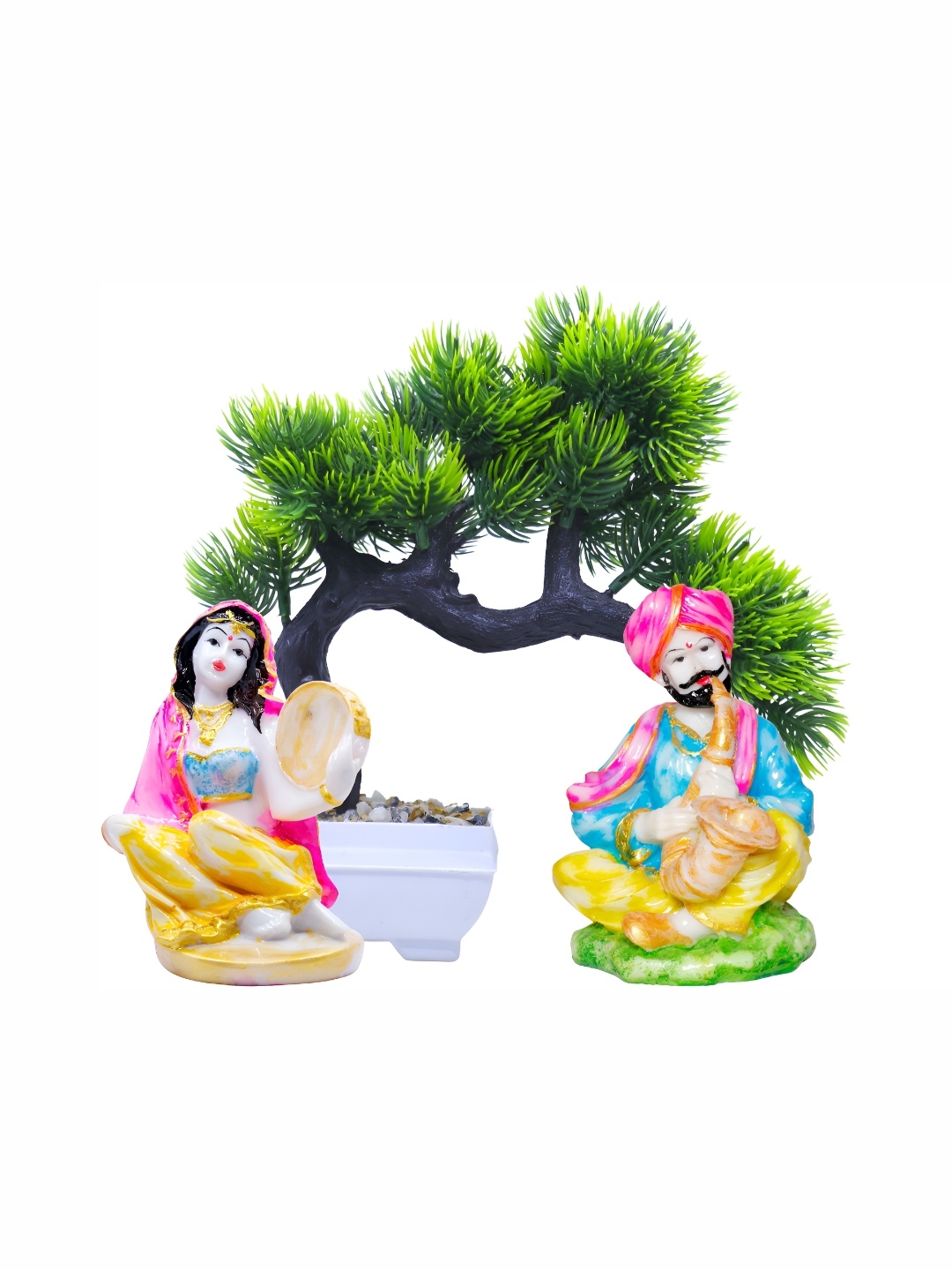 

GW CREATIONS Blue & Pink 2 Pcs Musicians Figurine Showpiece