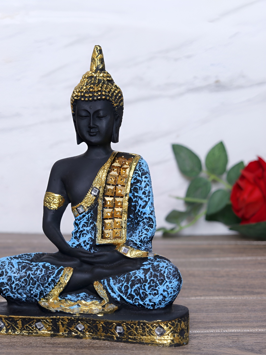 

GW CREATIONS Black & Gold Toned Buddha Idol Showpiece